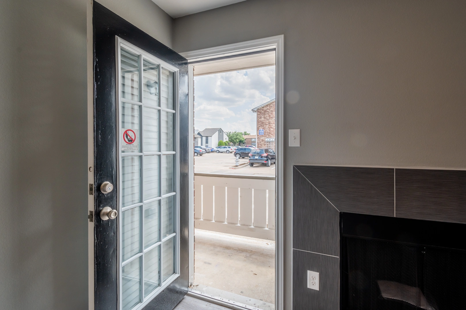Private balcony and entryway at Crossings at Irving in Irving, Texas