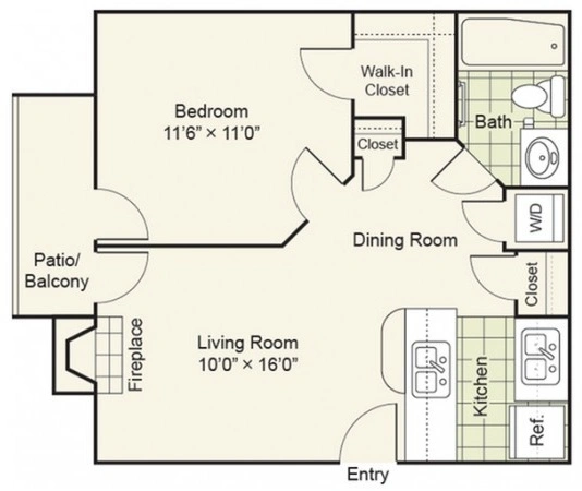 Florence · 1 Bedroom · 1 Bath floor plan at Crossings at Irving